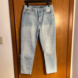 H&M ultra high waist mom jeans in light denim